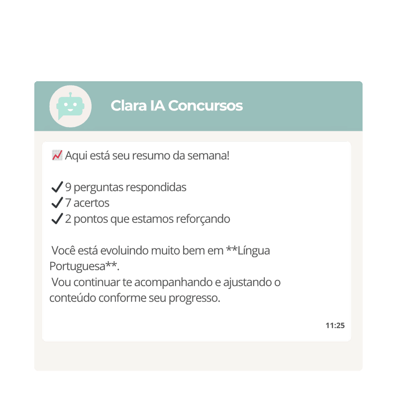 Relatório de desempenho semanal gerado pela Clara IA